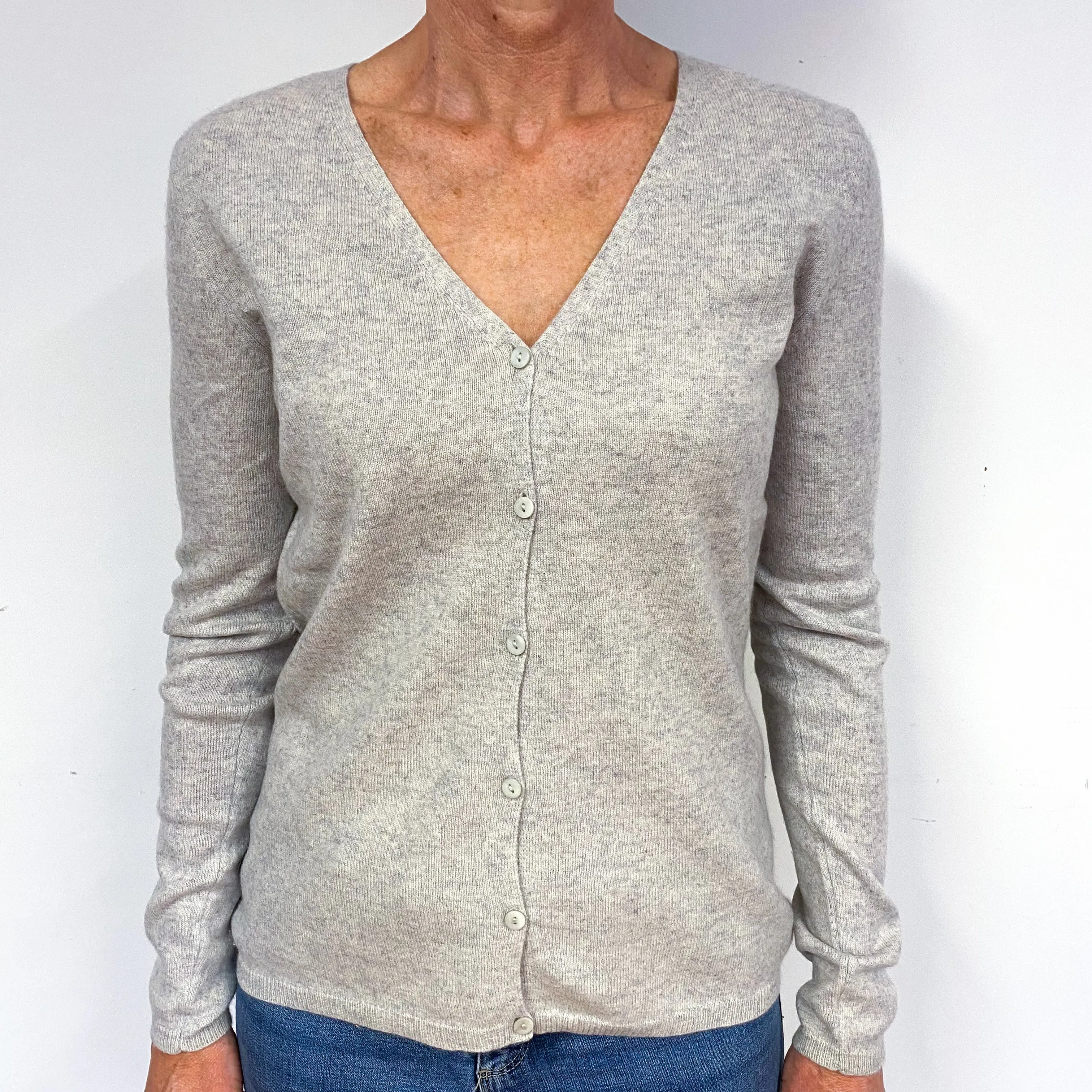 Mist Grey Cashmere V-Neck Cardigan Medium