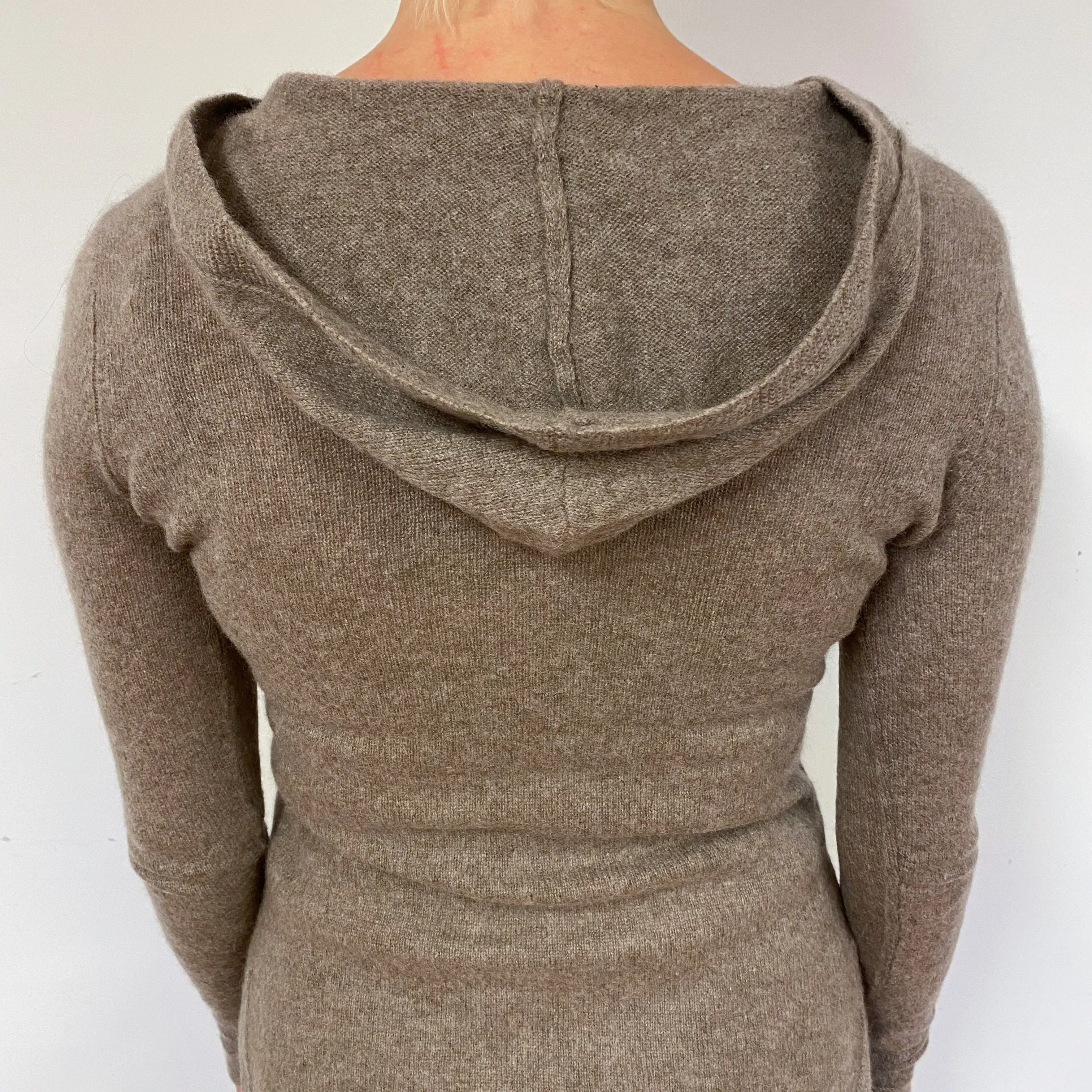 Mocha Brown Cashmere Hoodie Jumper Small