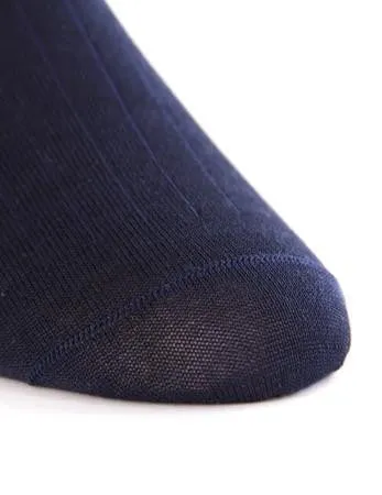 Navy Ribbed Linked Toe Mid-Calf