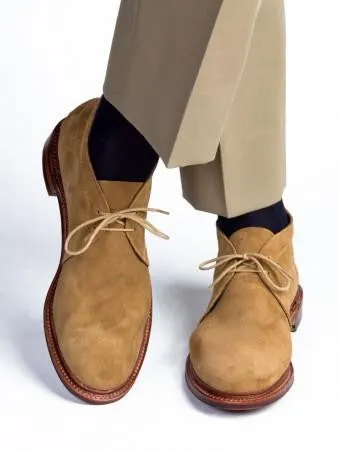 Navy Ribbed Linked Toe Mid-Calf