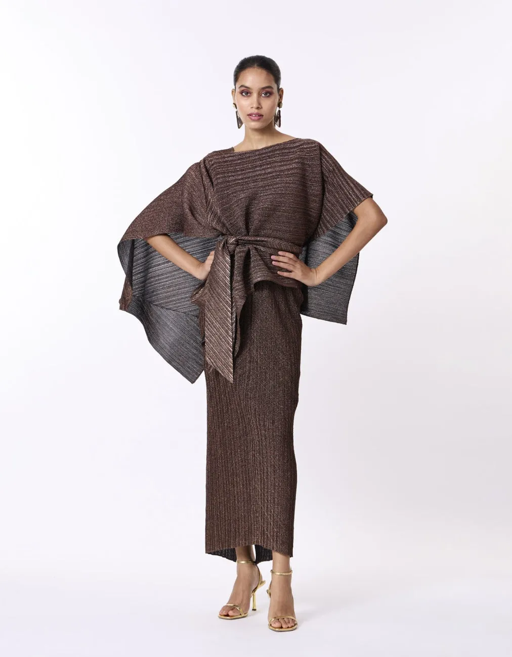 NEW Retails $338, Kallista Cape Gown - Bronze Black! One Size