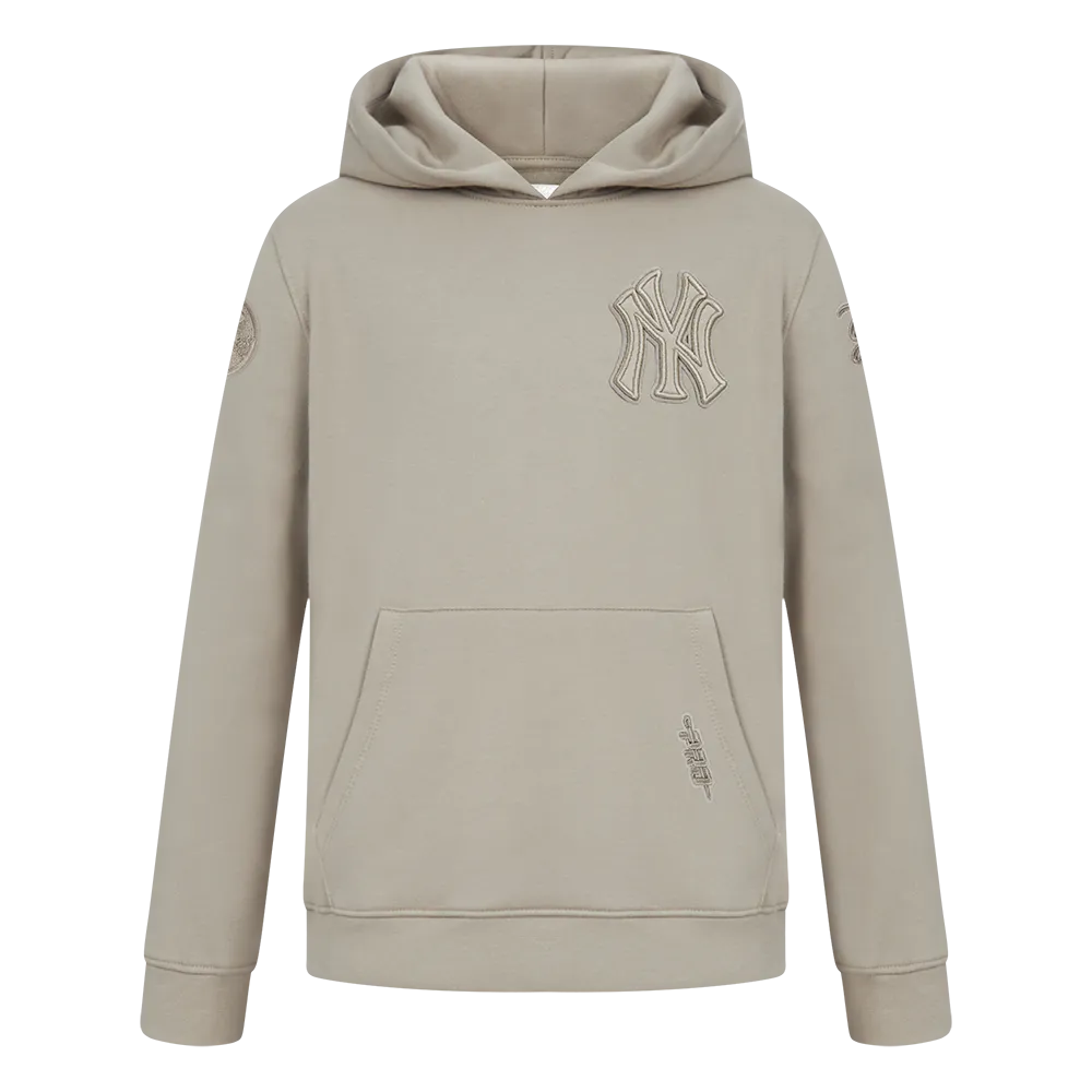 NEW YORK YANKEES NEUTRAL LITTLE BOYS FLC PO HOODIE (TAUPE)