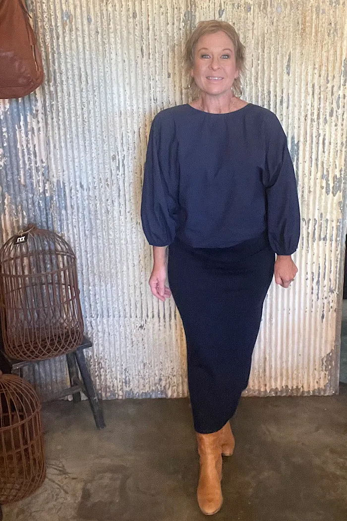 NICKOLAI KNIT SKIRT - MIDNIGHT - FINAL CLEARANCE