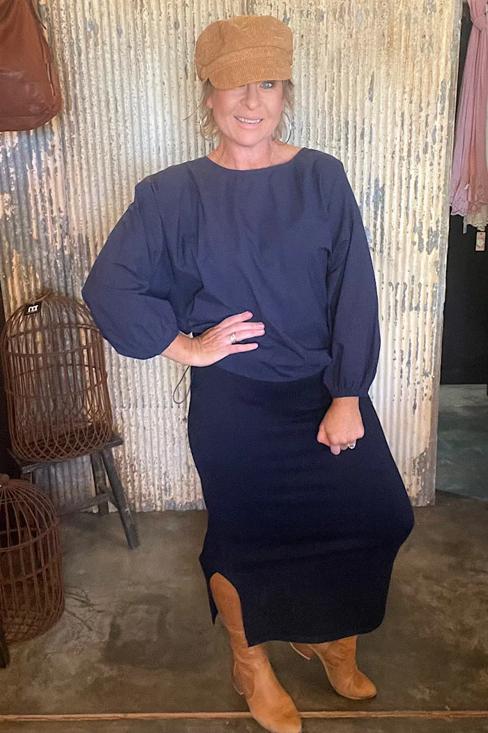 NICKOLAI KNIT SKIRT - MIDNIGHT - FINAL CLEARANCE