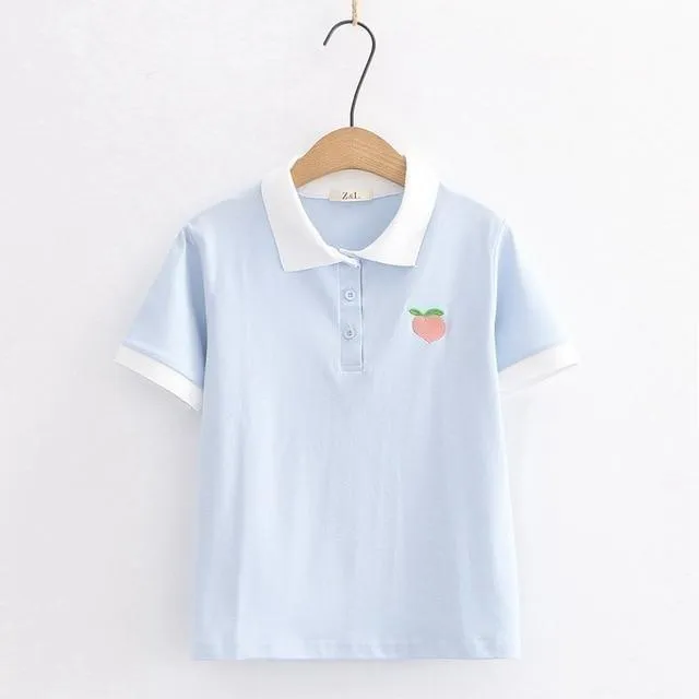 Peach Embroidery Shirt
