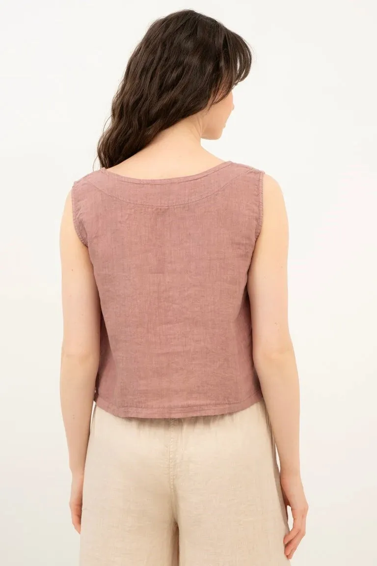 Raw Linen Buttoned Vest