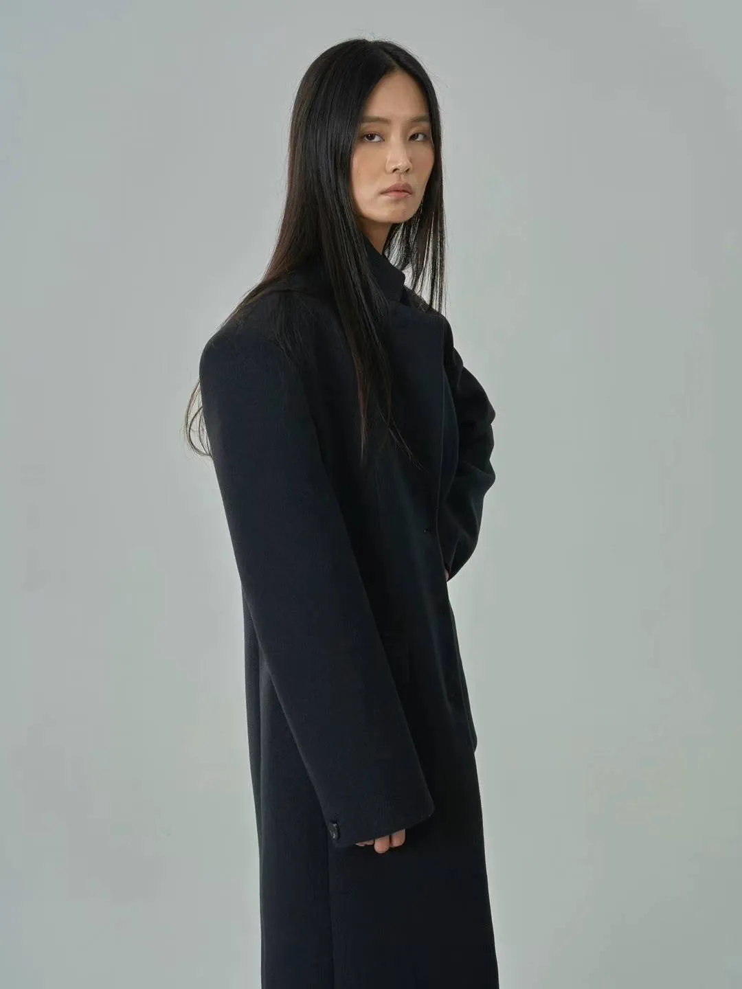 Robyn Wool Blend Overcoat Black