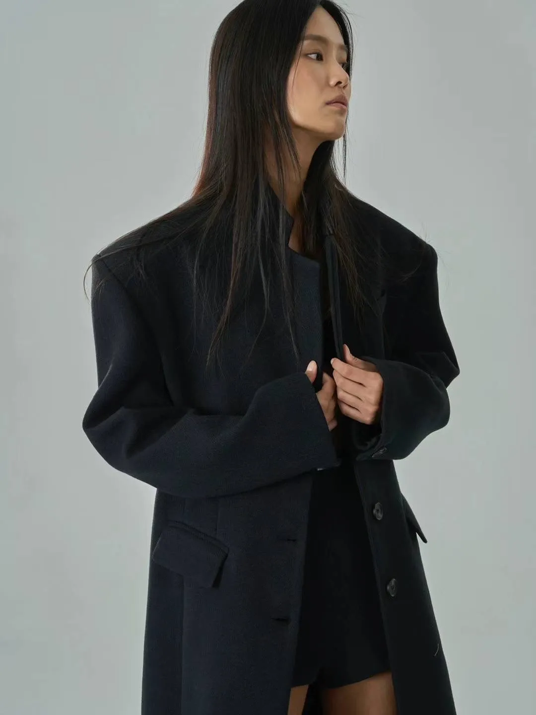 Robyn Wool Blend Overcoat Black