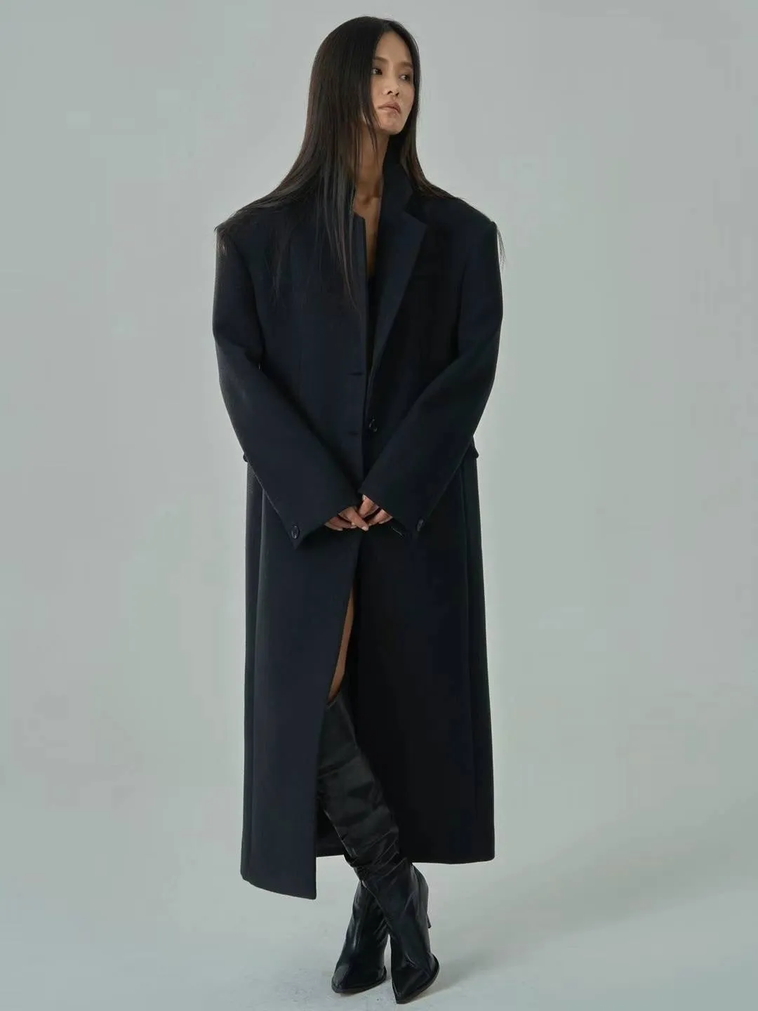 Robyn Wool Blend Overcoat Black