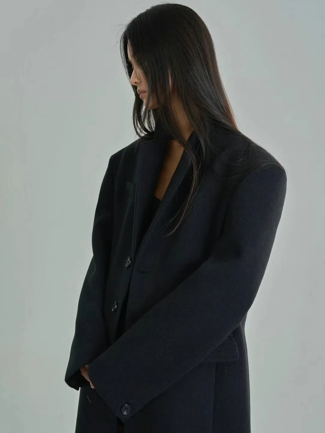 Robyn Wool Blend Overcoat Black