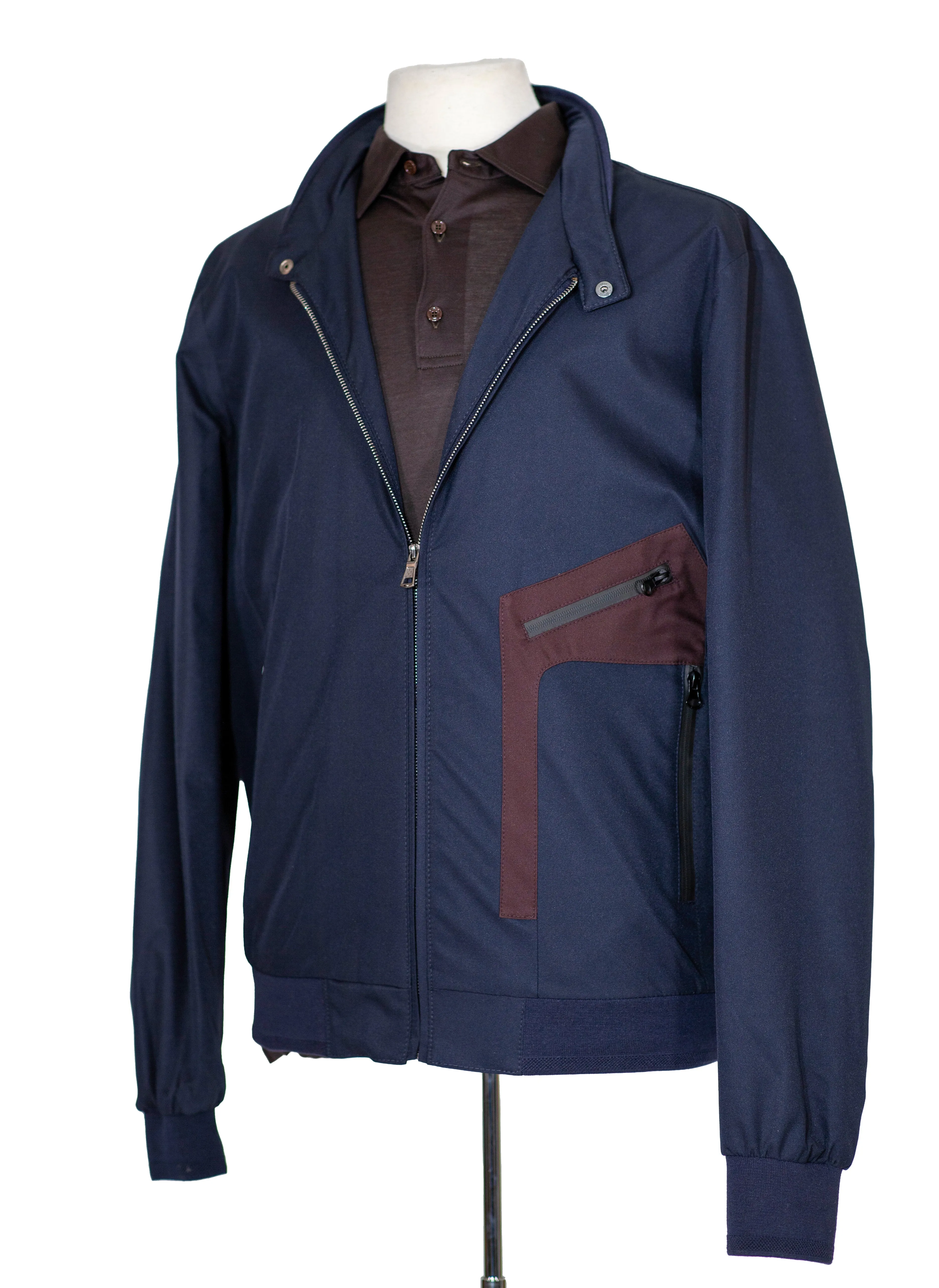 Romaster Mens Navy Blue Zip-up Bomber Jacket Raincoat