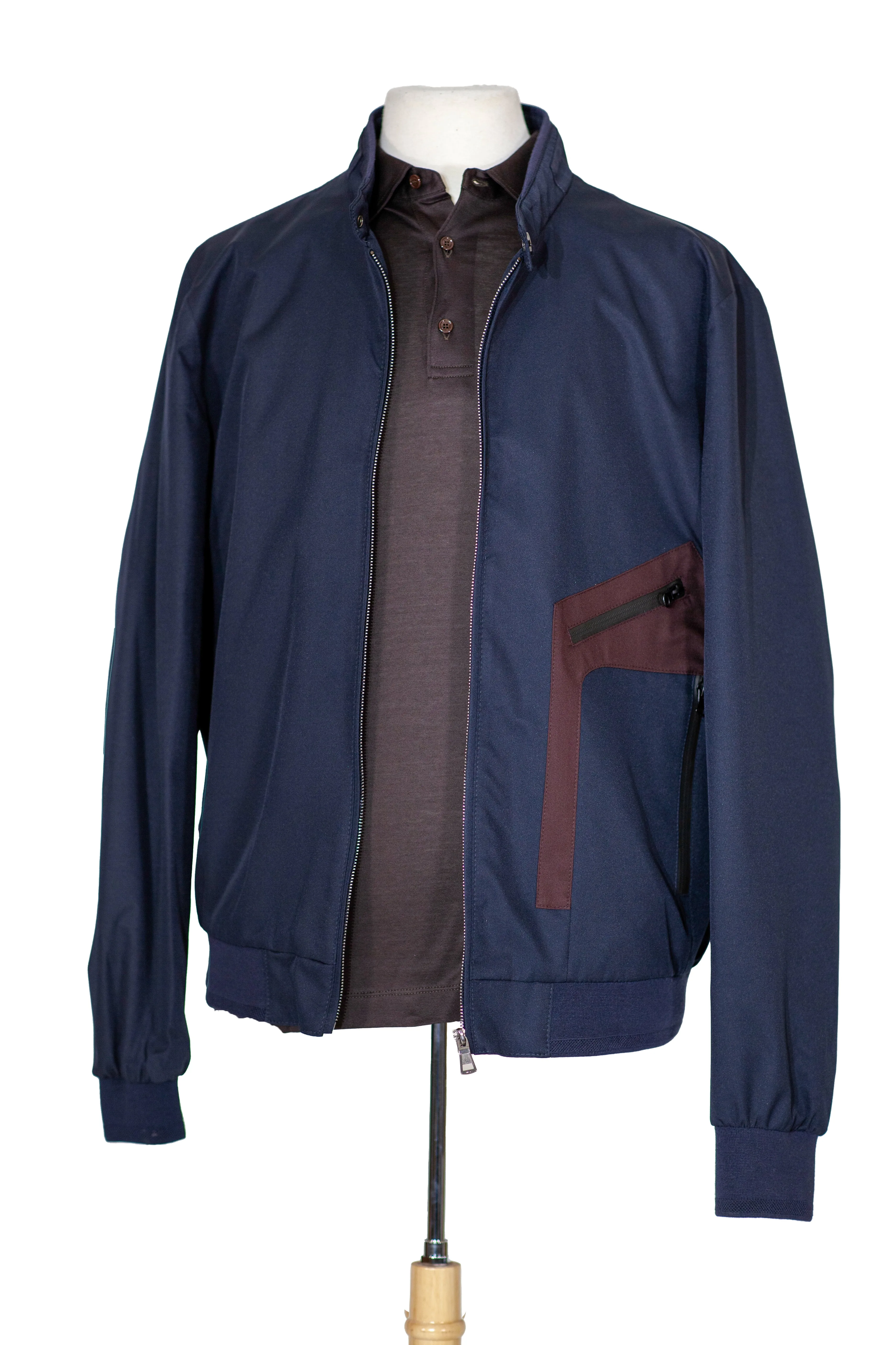 Romaster Mens Navy Blue Zip-up Bomber Jacket Raincoat