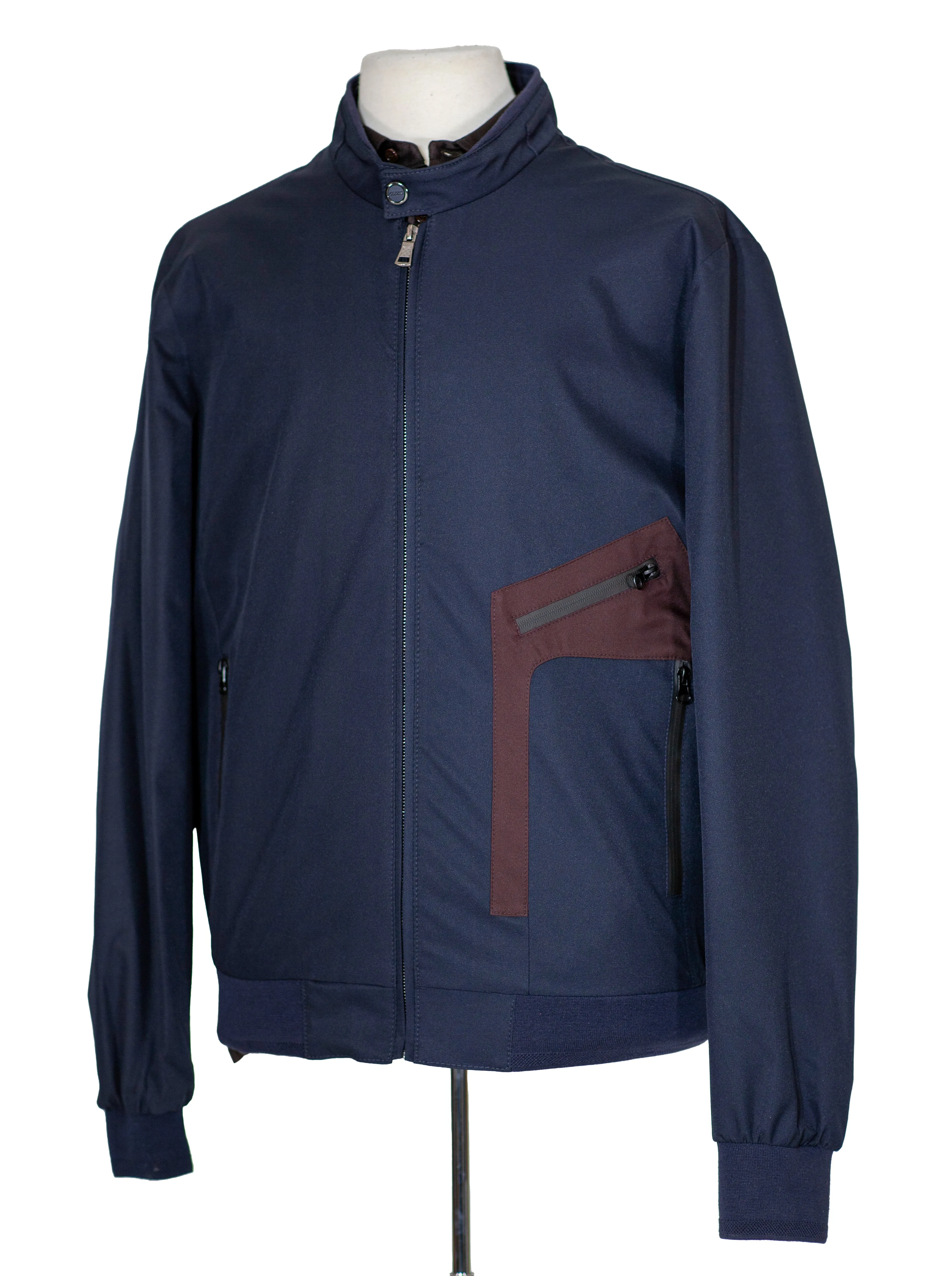 Romaster Mens Navy Blue Zip-up Bomber Jacket Raincoat