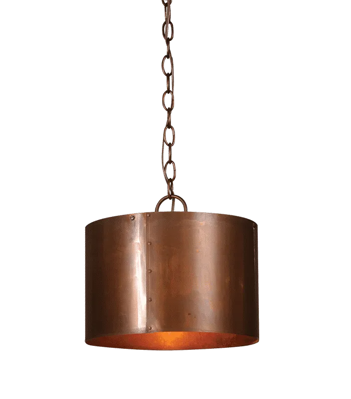 Round Copper Drum Chandelier - Small