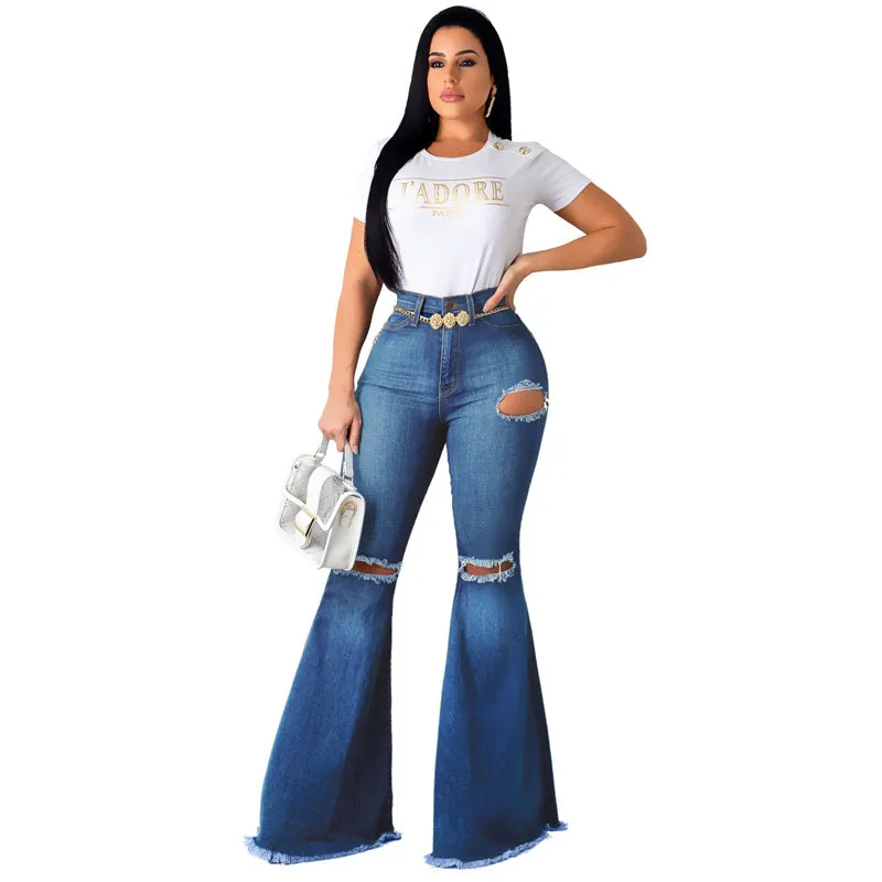 Sexy Flare High Waist Stretch Bodycon Denim Pants