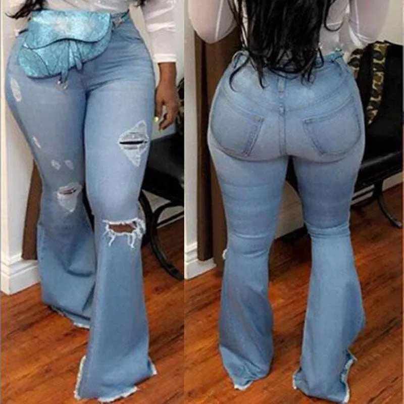 Sexy Flare High Waist Stretch Bodycon Denim Pants