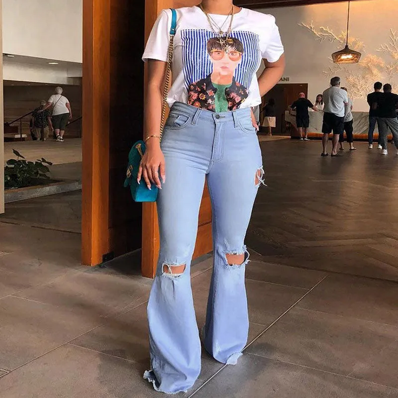 Sexy Flare High Waist Stretch Bodycon Denim Pants