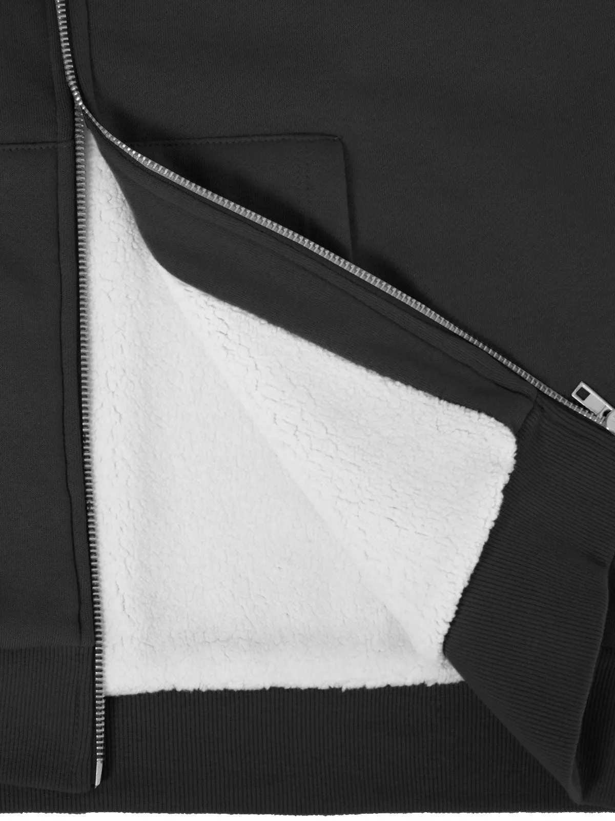 Sherpa Lining Long Sleeve Full Zip Up Cozy Hoodie Jacket Top