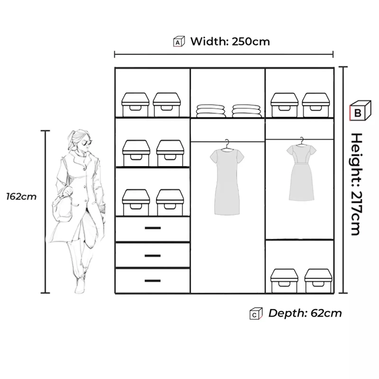 Sicily Modern Double Sliding Door Wardrobe for Bedroom