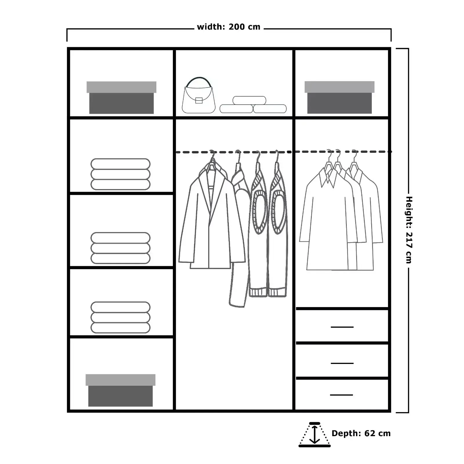 Sicily Modern Double Sliding Door Wardrobe for Bedroom