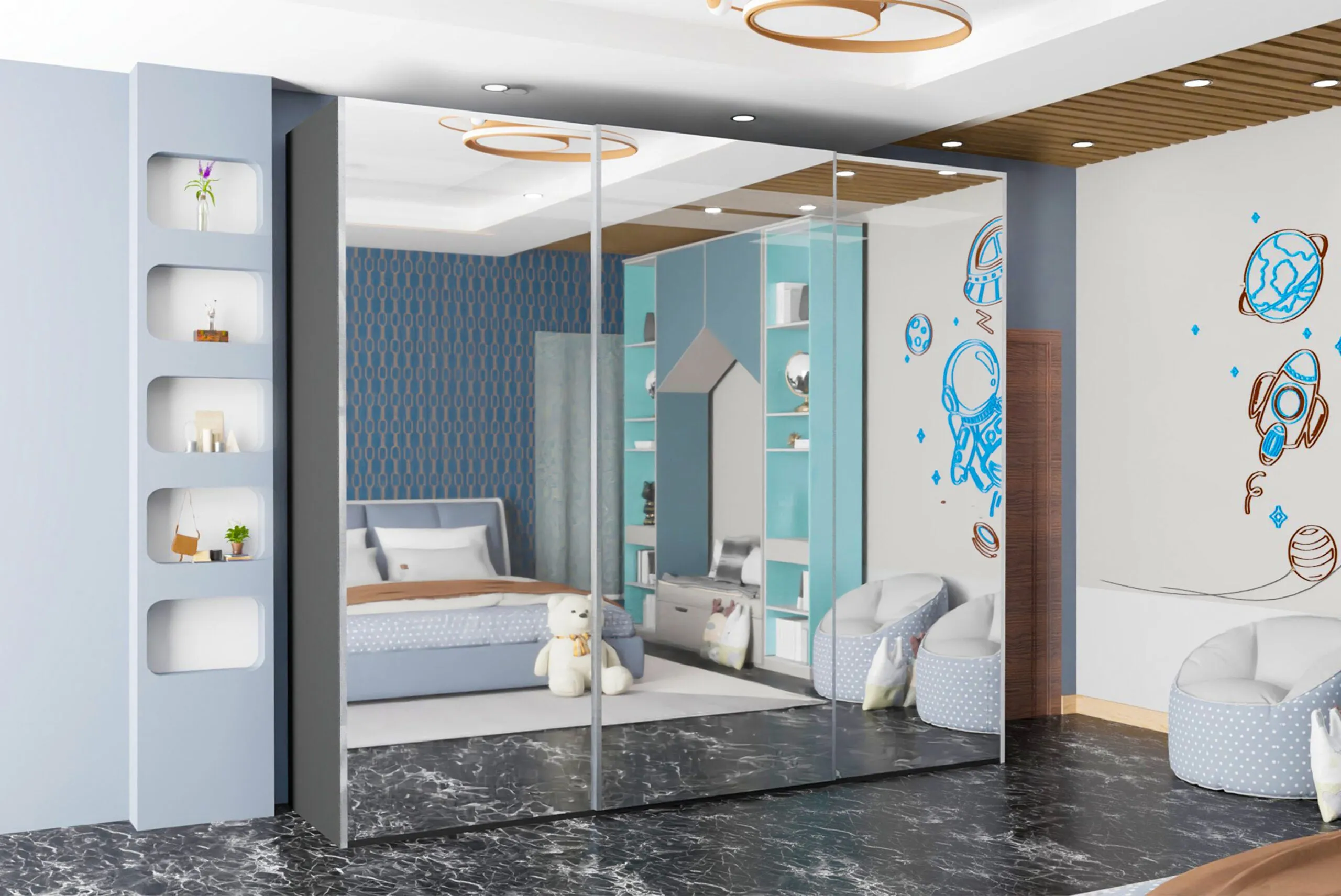 Sicily Modern Double Sliding Door Wardrobe for Bedroom