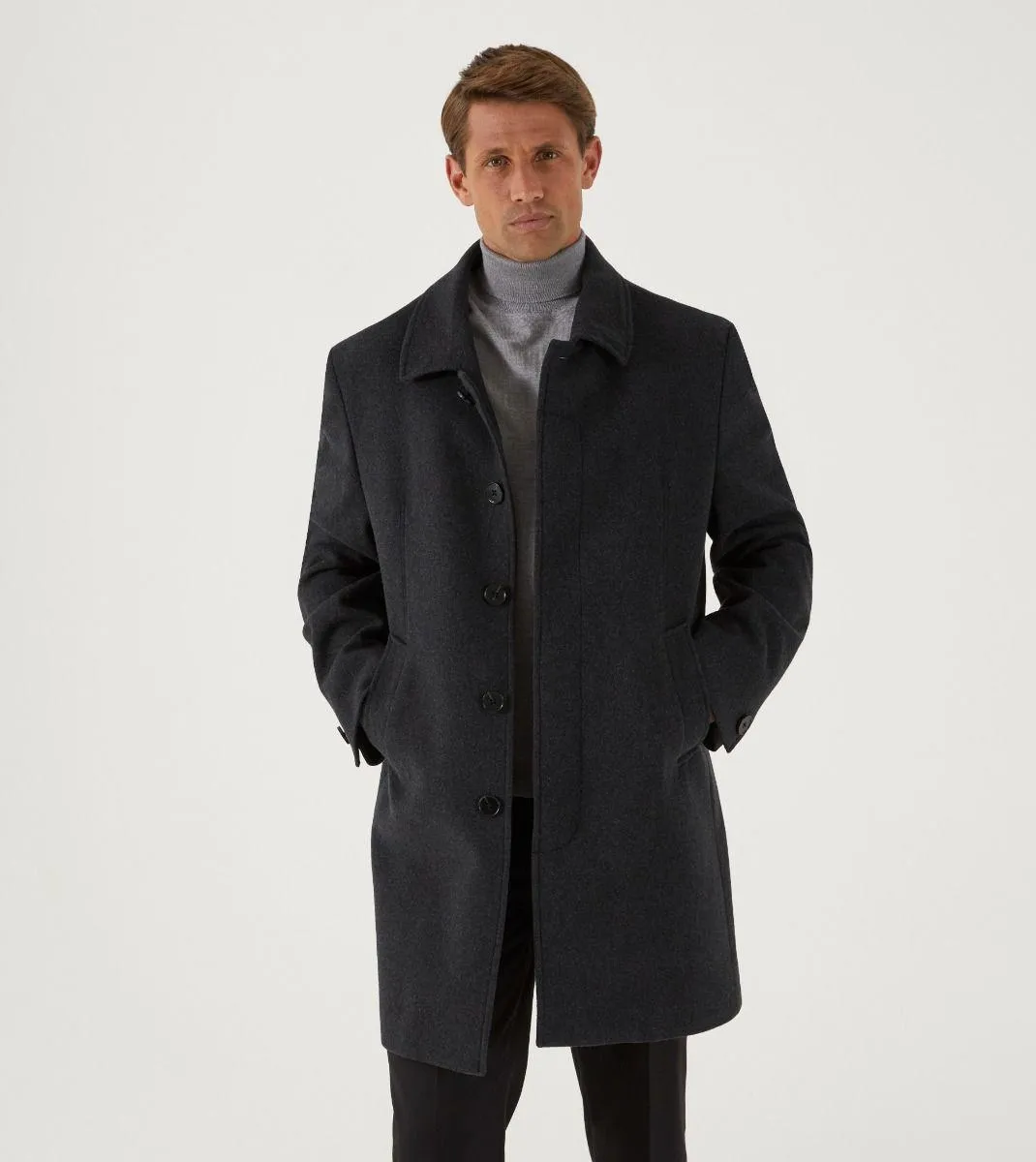Skopes Men's Plus Size Wool Blend Overcoat In Charcoal Size Small To 4Xl