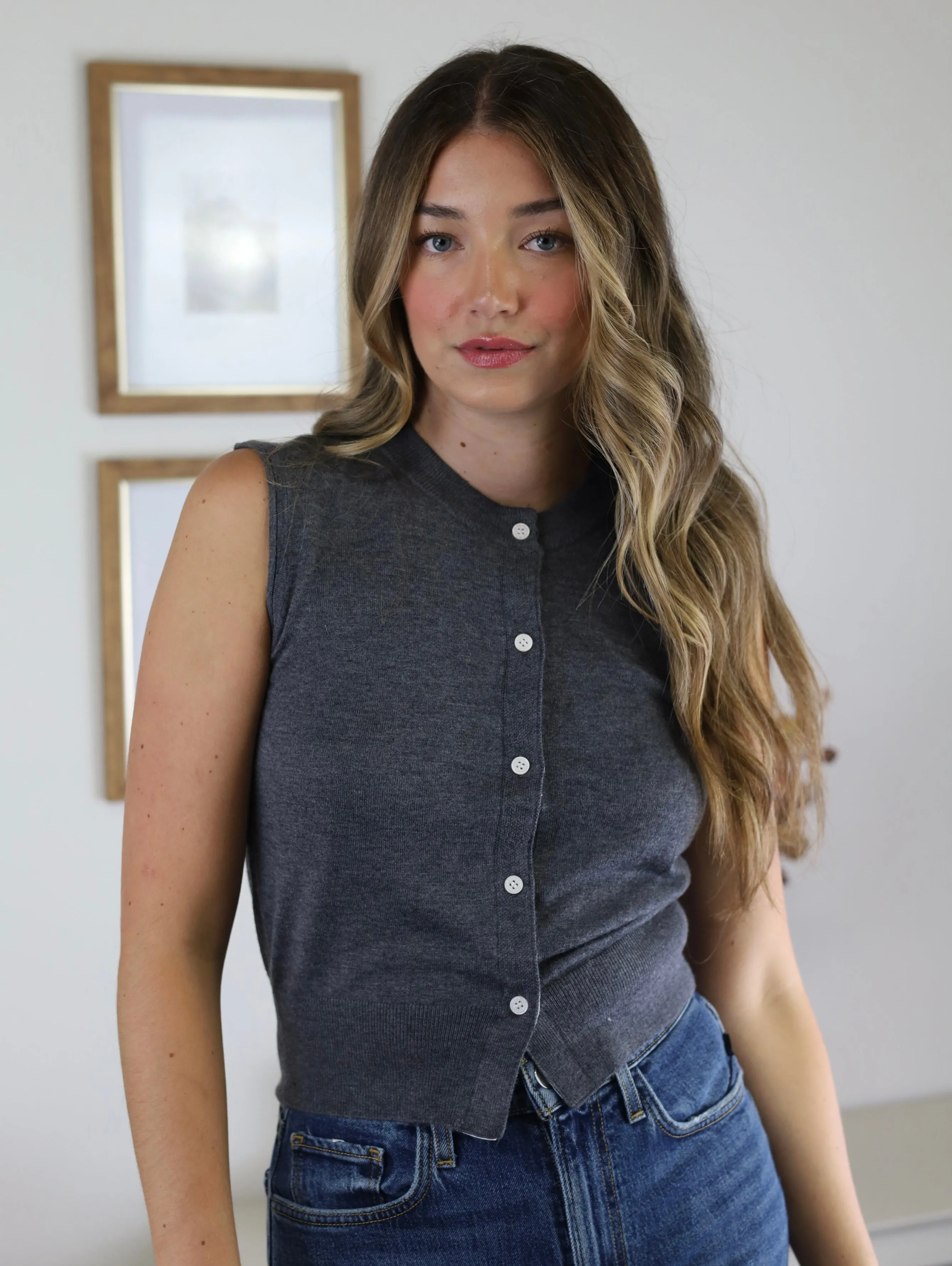 Sonja Button Up Knitted Vest - Sale