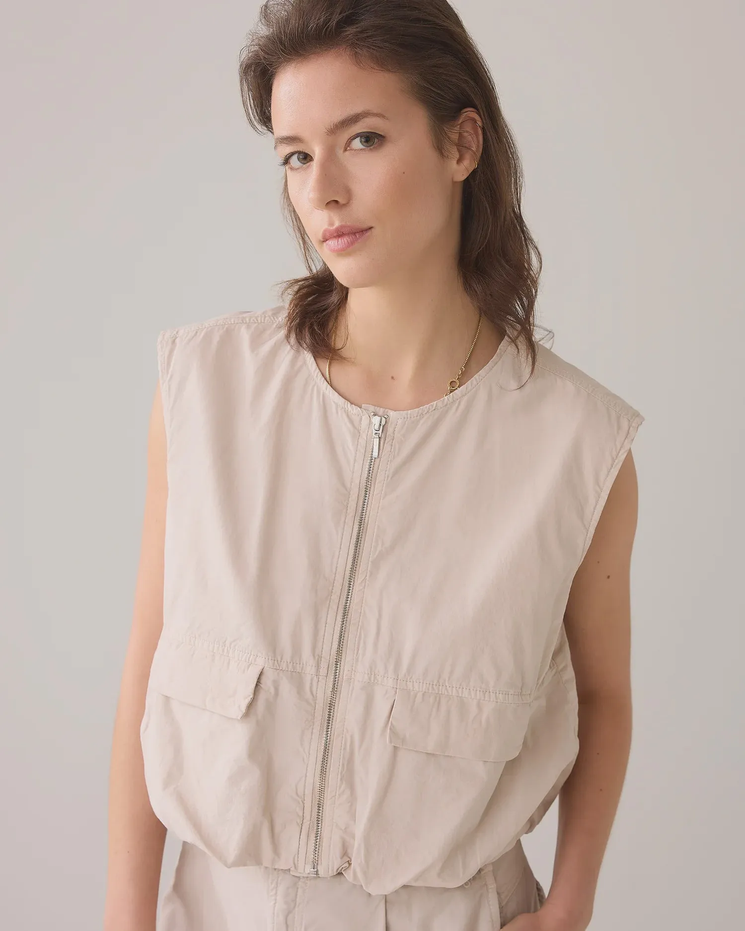 Summum Sleeveless bomber jacket crispy cotton