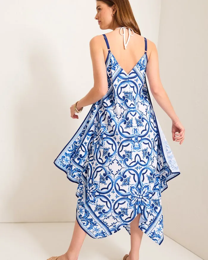 Tommy Bahama Terrazzo Tile Scarf Dress Cover Up - Palace Blue