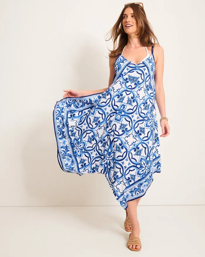 Tommy Bahama Terrazzo Tile Scarf Dress Cover Up - Palace Blue