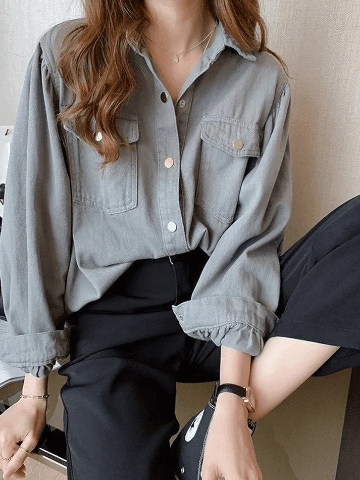 Uniwim ootd Pleated Oversized Long Sleeve Blouse