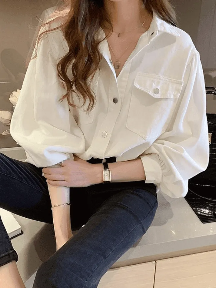 Uniwim ootd Pleated Oversized Long Sleeve Blouse