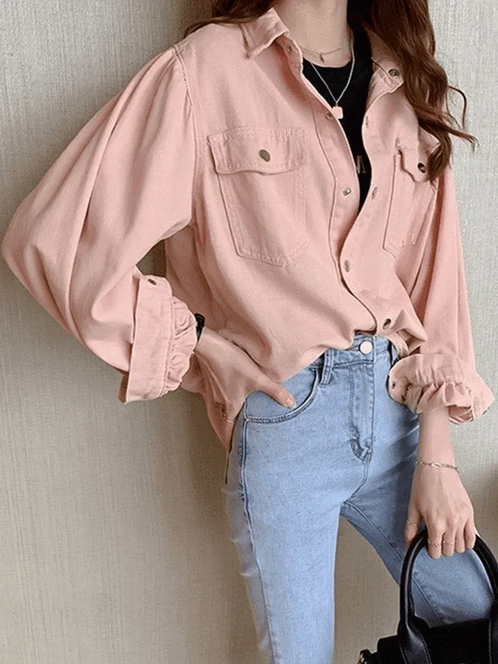 Uniwim ootd Pleated Oversized Long Sleeve Blouse