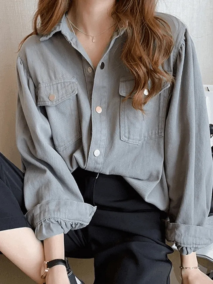 Uniwim ootd Pleated Oversized Long Sleeve Blouse