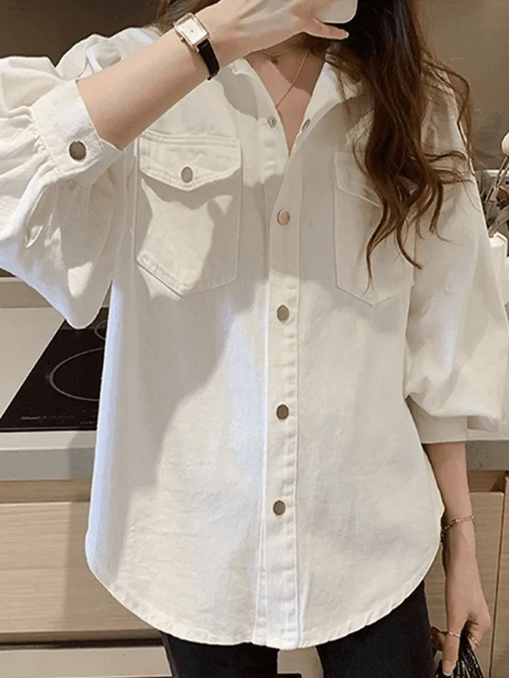 Uniwim ootd Pleated Oversized Long Sleeve Blouse