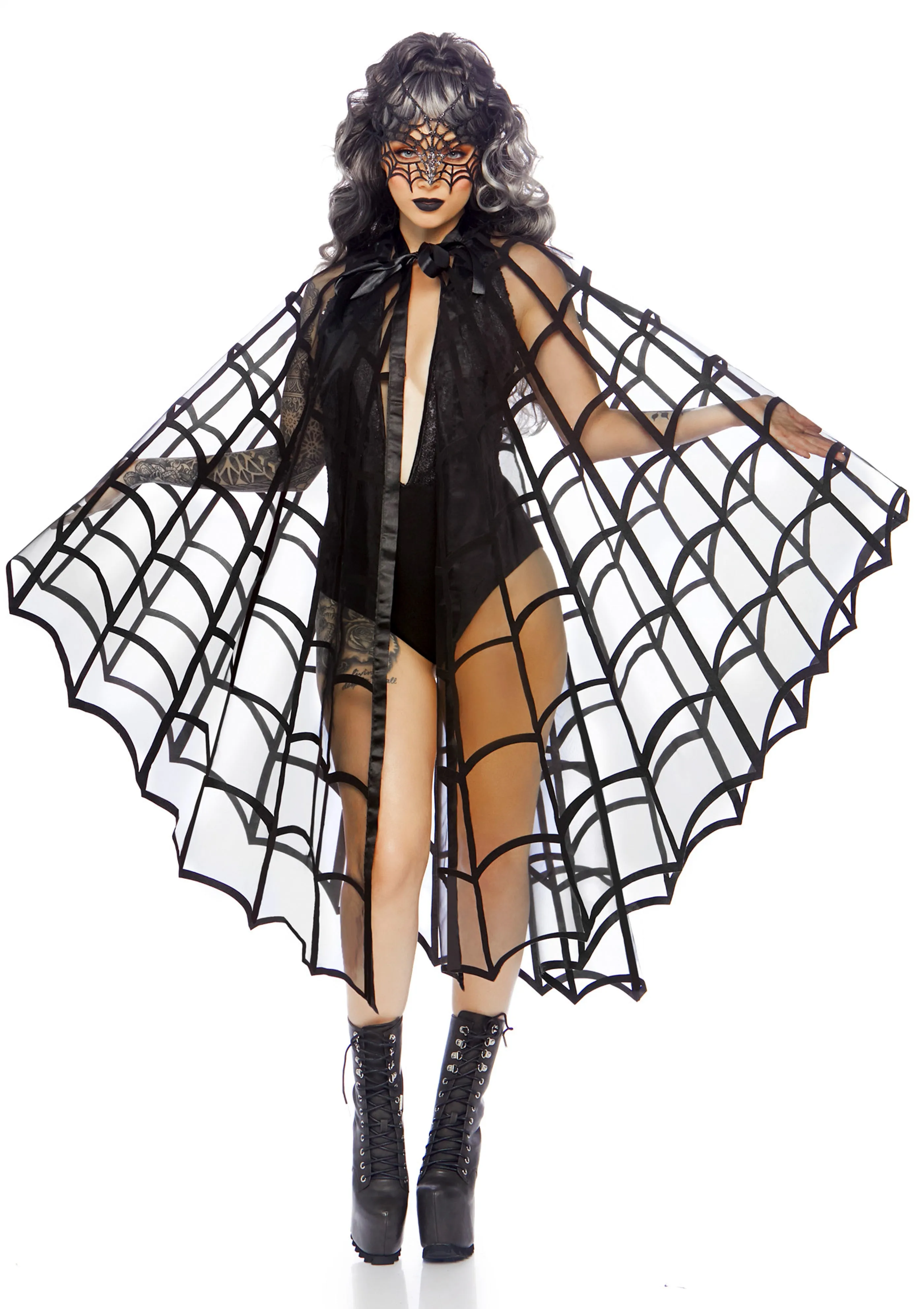 Velvet Flocked Web Cape