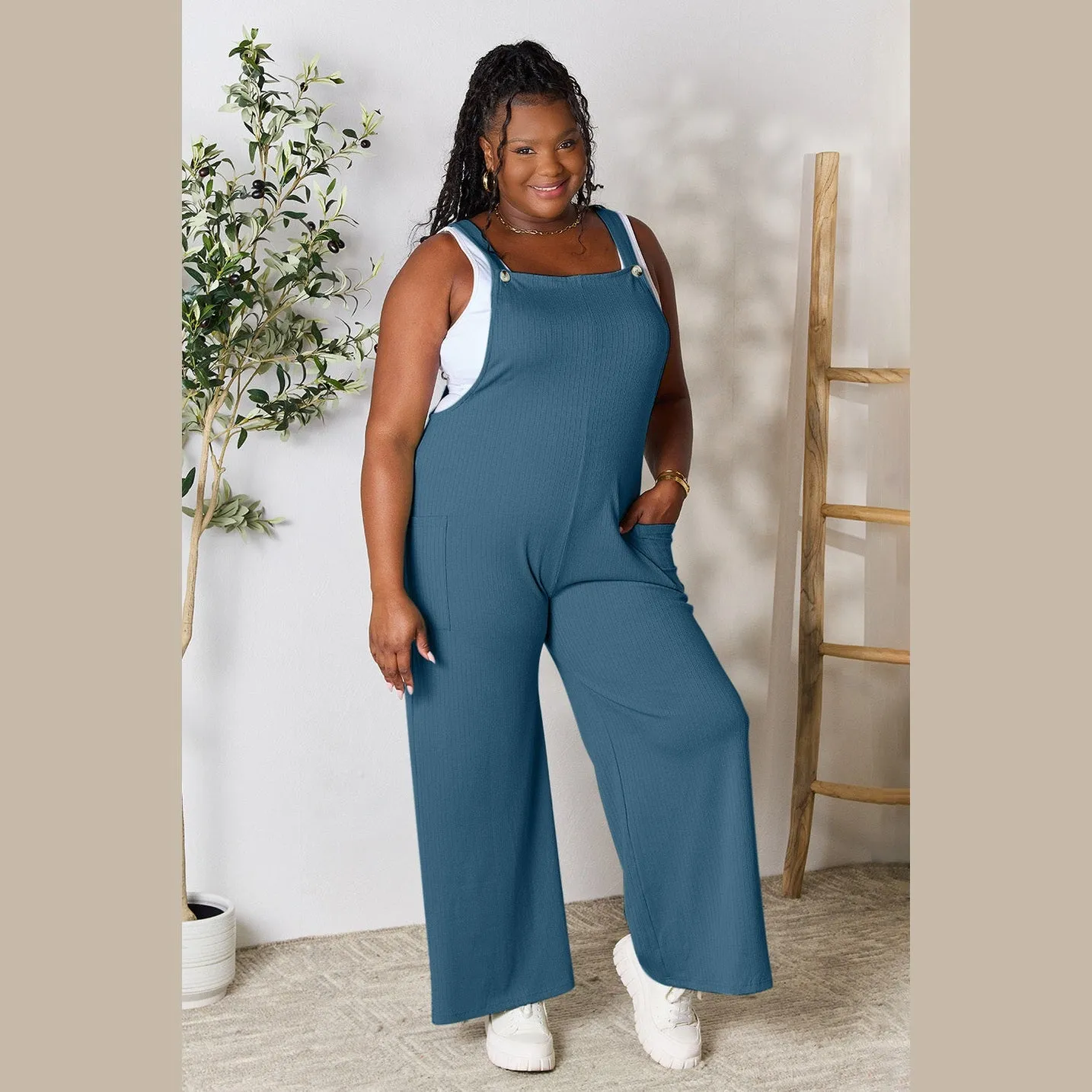 Wide Strap Overall with Pockets