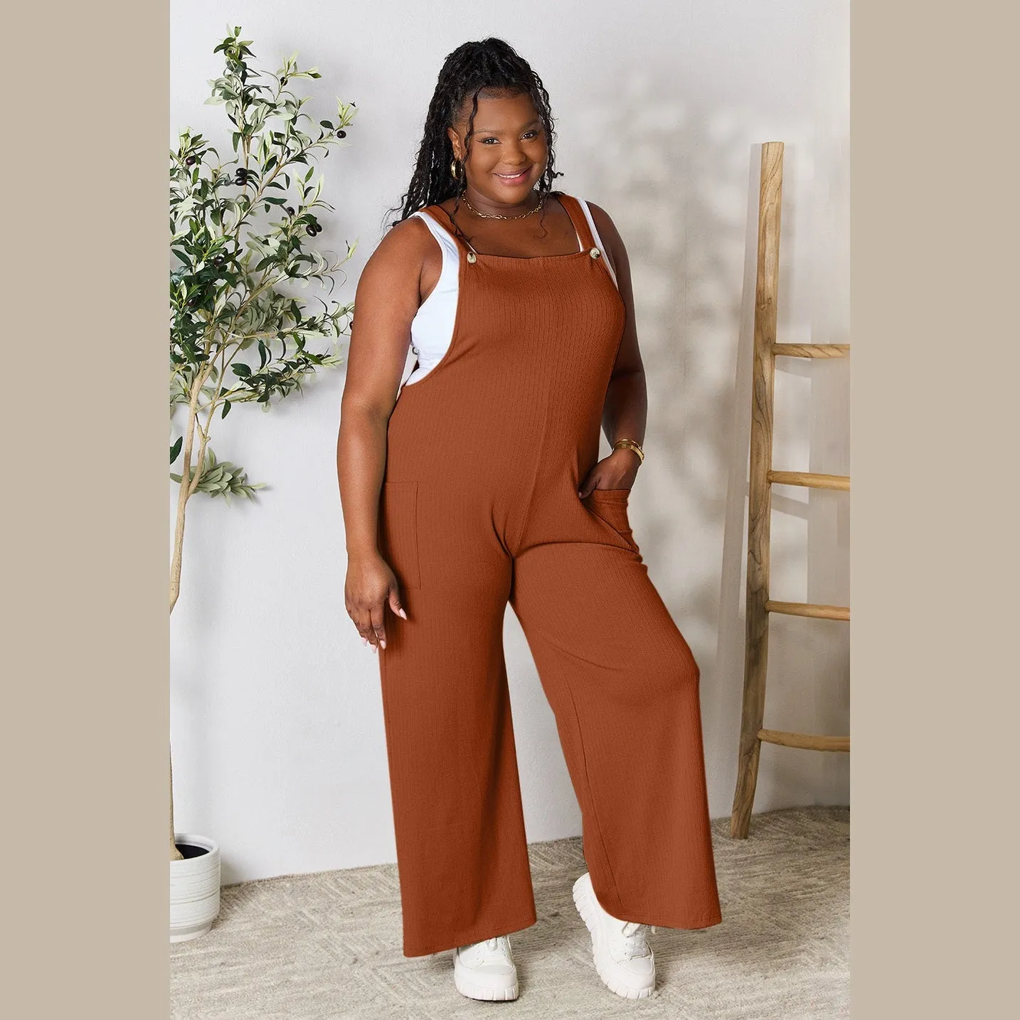 Wide Strap Overall with Pockets