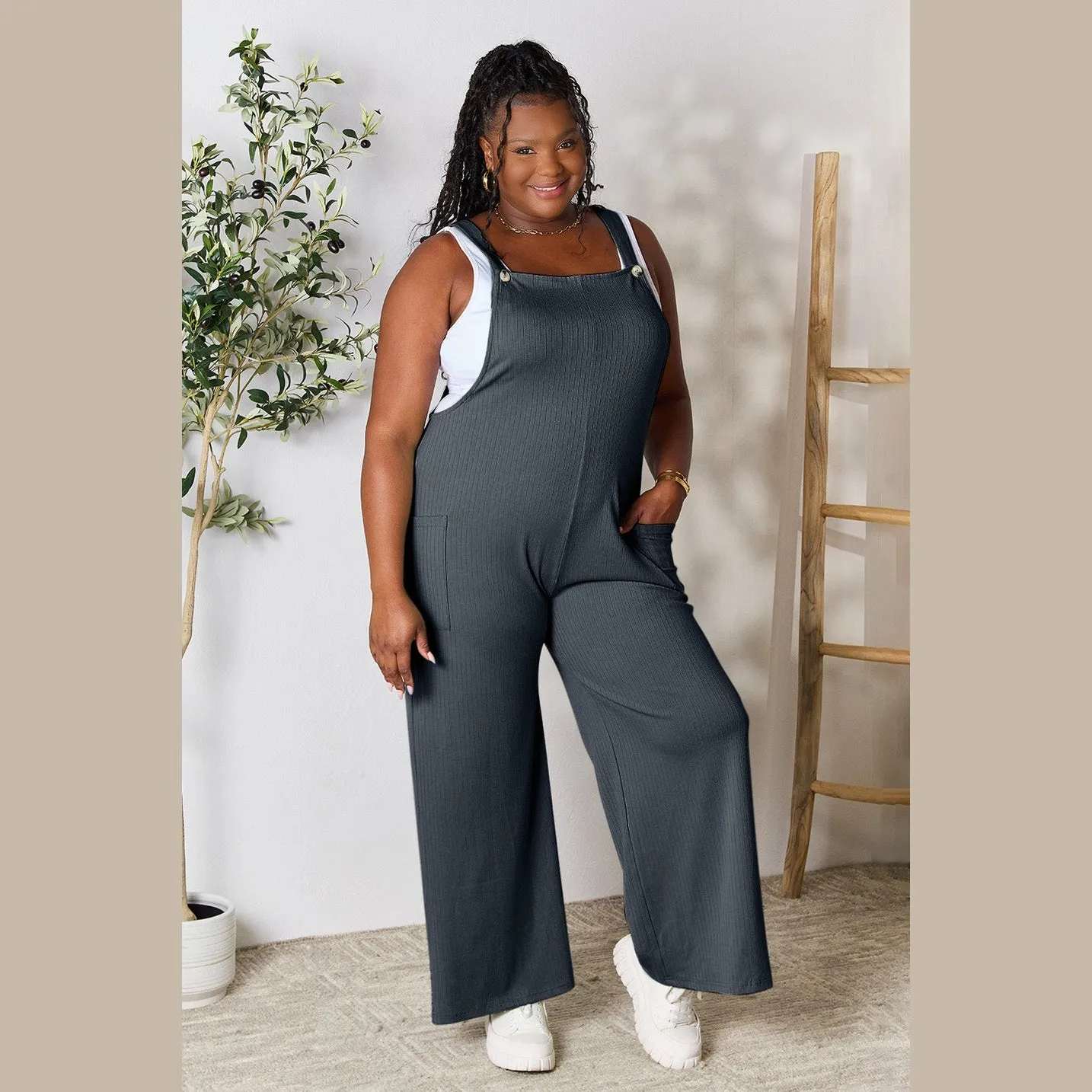 Wide Strap Overall with Pockets