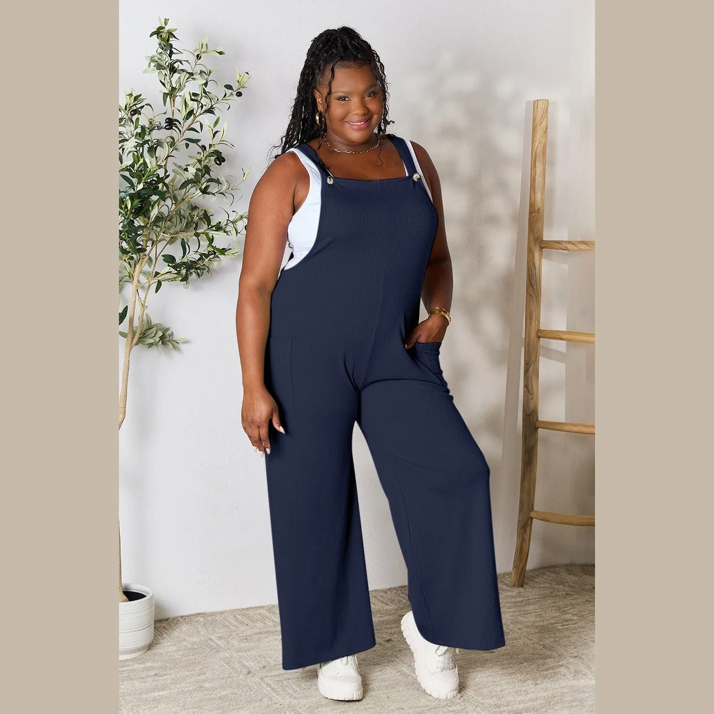 Wide Strap Overall with Pockets