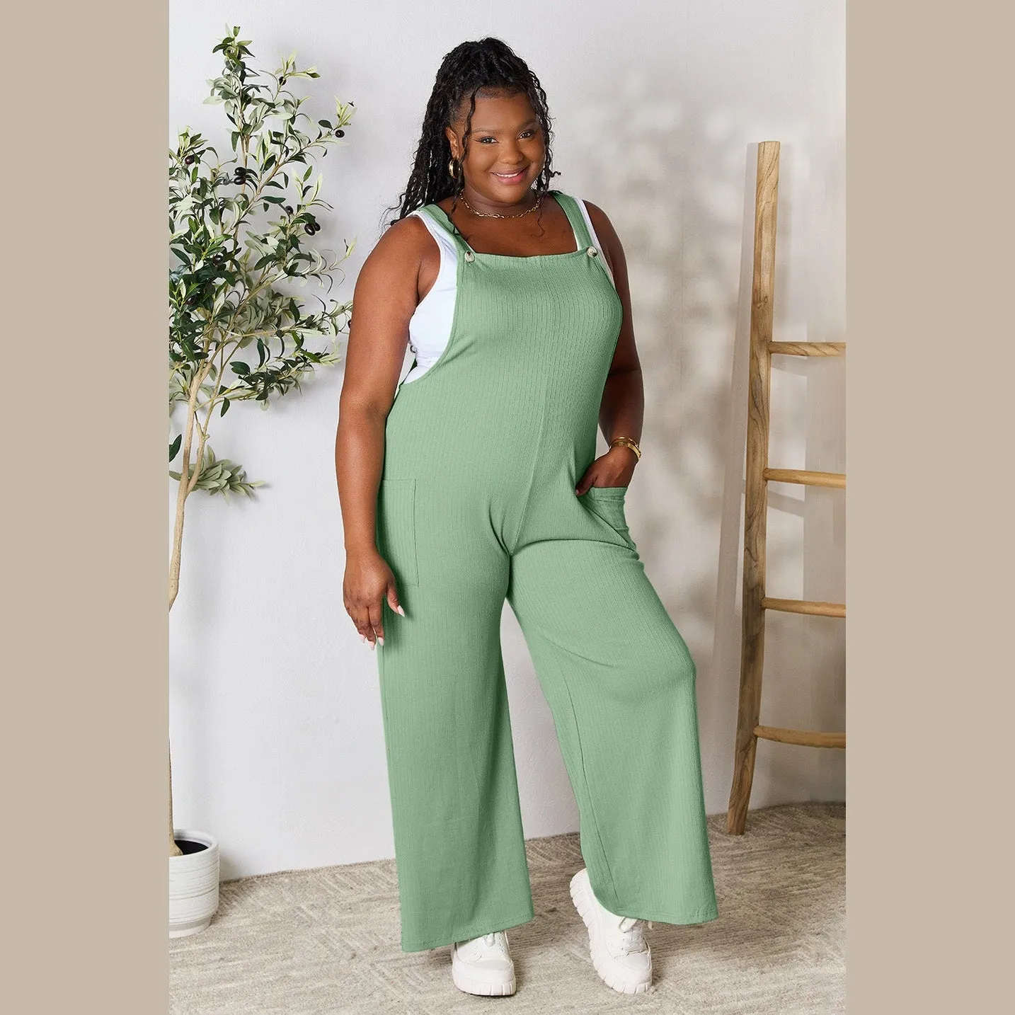 Wide Strap Overall with Pockets
