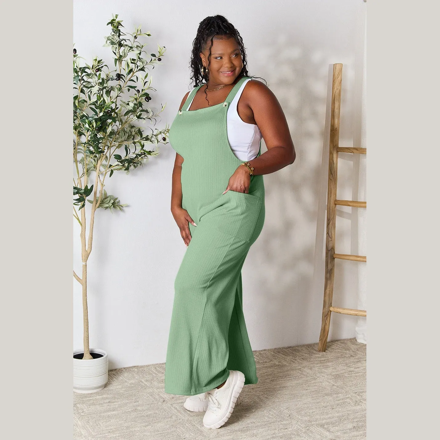 Wide Strap Overall with Pockets