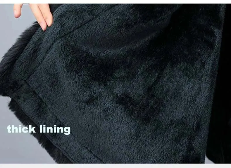 Women's Thicken Lining Woolen Faux Rabbit Fur Cloak Overcoat - Vintage Winter Cape