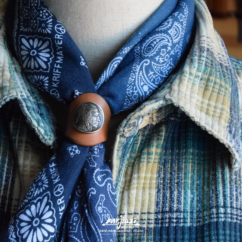 YAAGLE Vintage Leather Scarf Buckle Scarf Ring YG1170