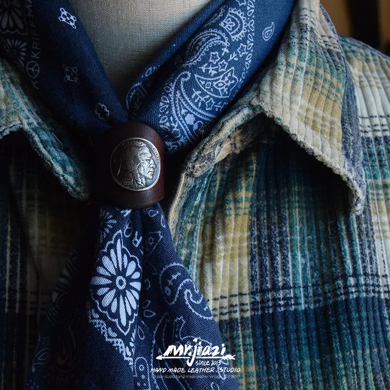 YAAGLE Vintage Leather Scarf Buckle Scarf Ring YG1170